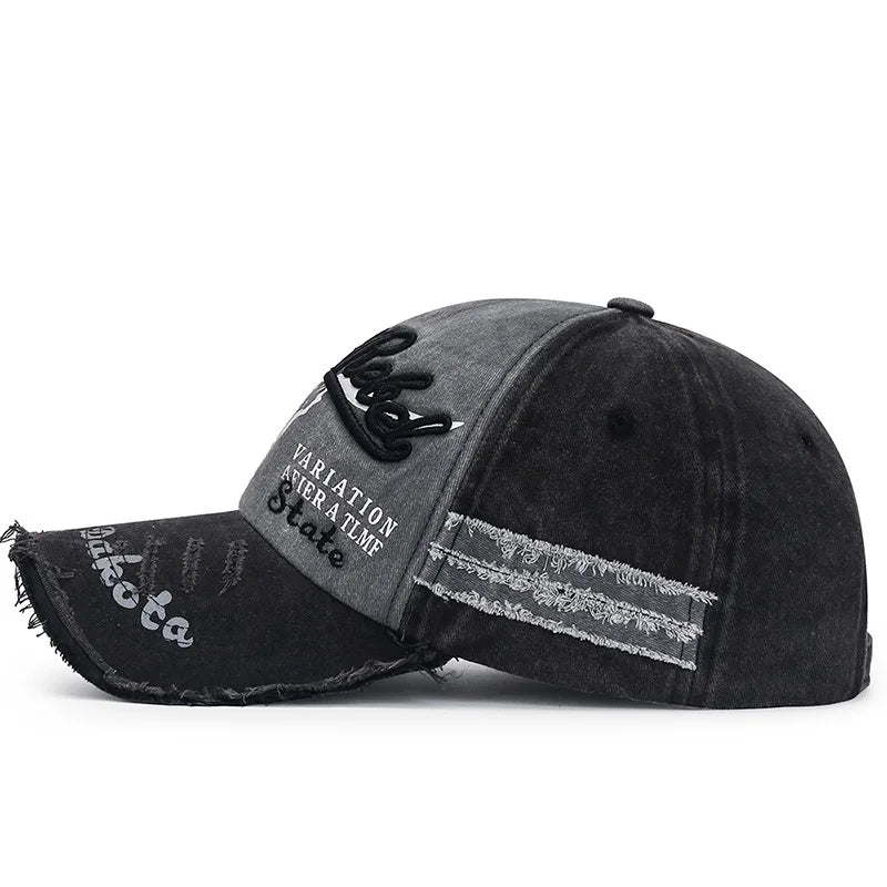 Four Seasons  Baseball Cap Casual Wash Embroidered Cap Curved Brim Bowler Sun Hat Vintage distressed
