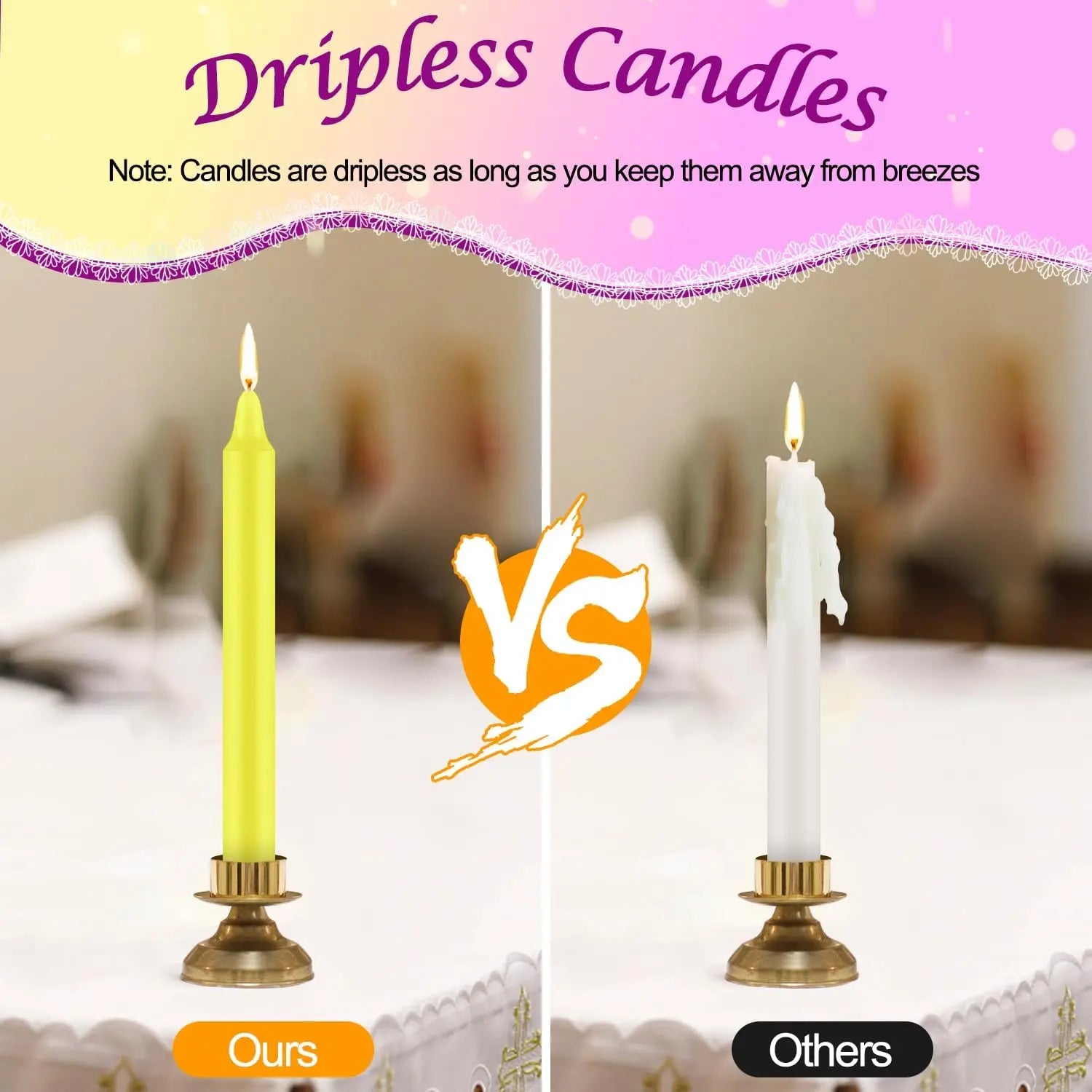24 Pieces of 4-Inch Colored Stick Candles, Drip-Free, Smokeless, Unscented, Household Dinner Candles, Hand-Poured, High-Quality, Suitable for Churches, Homes, Weddings, Parties, Seasonal Celebrations, Emergencies, and Home De