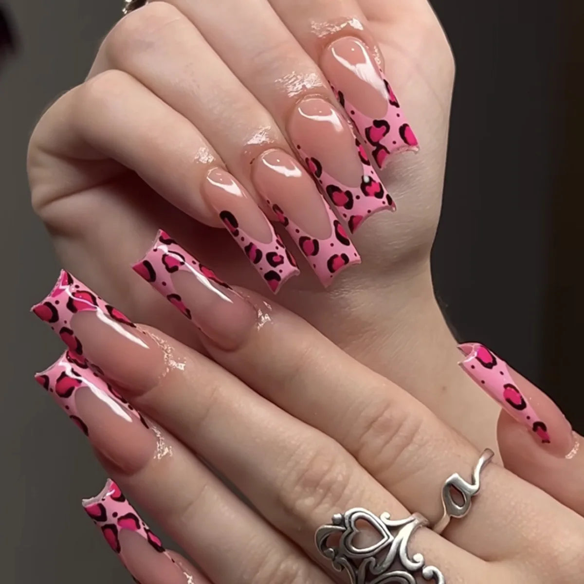 24Pcs Long Coffin French False Nails with Glue Bow Diamond Stick on Press on Acrylic Nails Black Ballerina Nail Art Manicure Tip