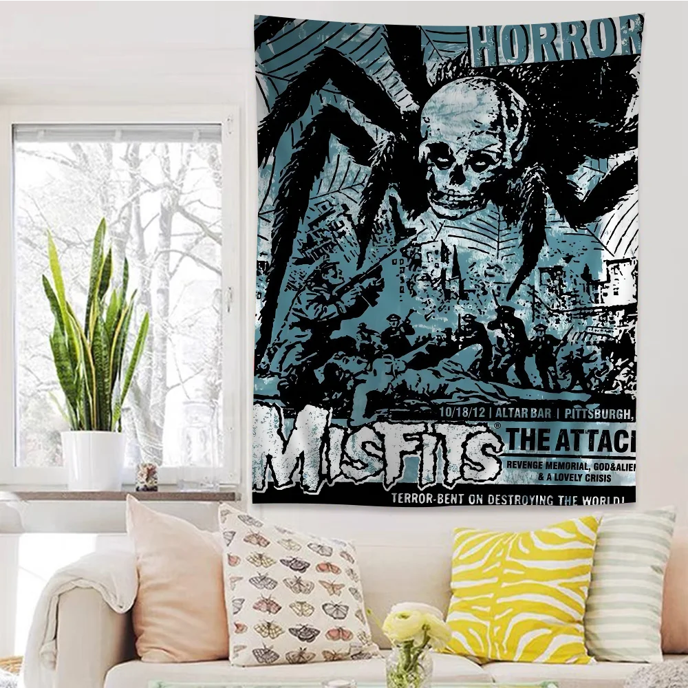Misfits Hot Poster Horror Punk Rock Music Printed Large Wall Tapestry Hanging Tarot Hippie Wall Rugs Dorm Art Home Decor