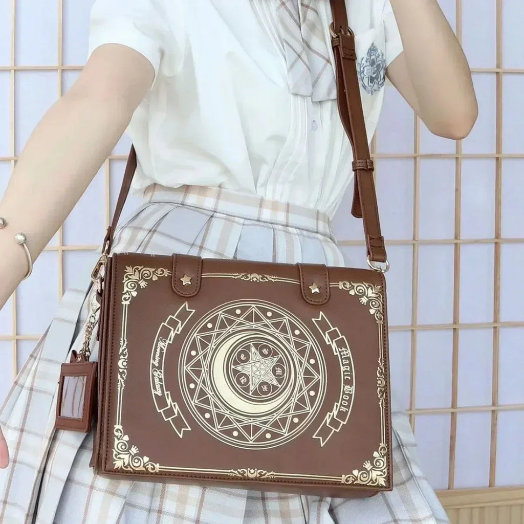 Lolita Y2K Star Moon Magic Book Shoulder Ita Bag Women's Girls Gothic Vintage Mini Backpacks Fashion Cute Crossbody Handbags