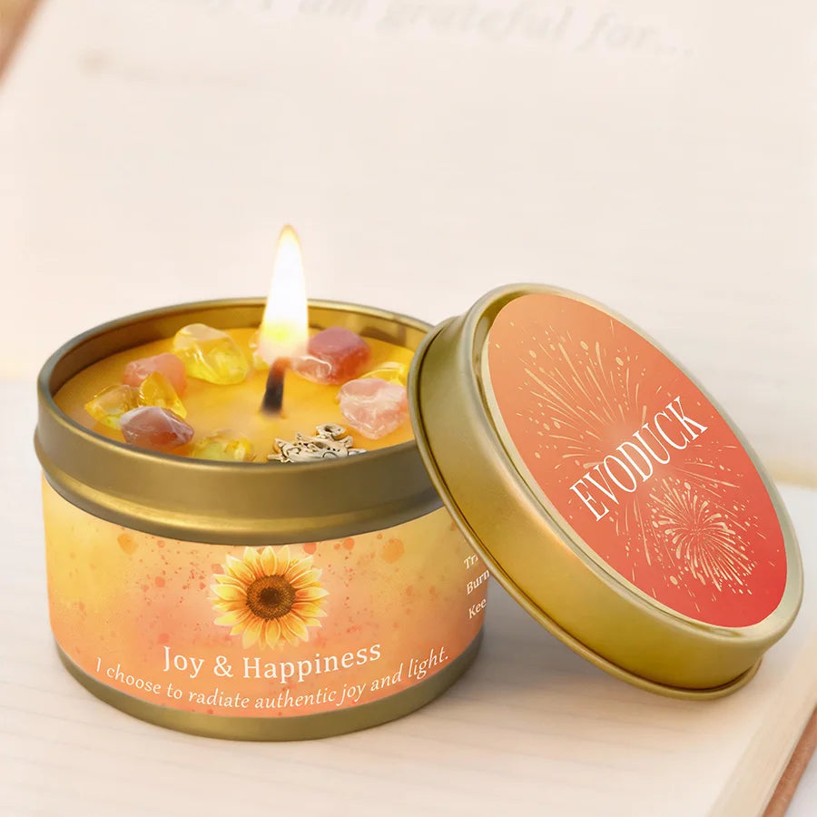 Law of Attraction Peace Ritual Candle, Lavender & Chamomile Aroma with Healing Crystals, Great for Holiday Gifting Christmas