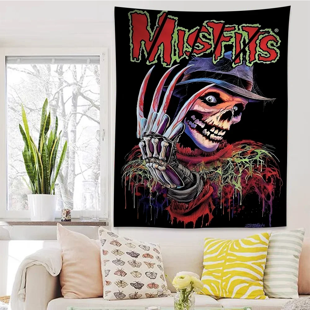 Misfits Hot Poster Horror Punk Rock Music Printed Large Wall Tapestry Hanging Tarot Hippie Wall Rugs Dorm Art Home Decor