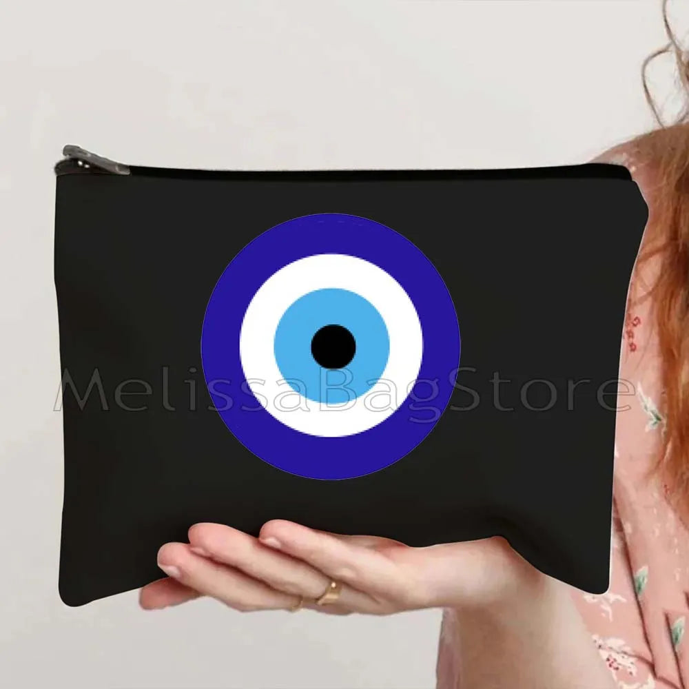Nazar Good Luck CRETE GREECE Mati Blue Evil Eye Charm Amulet Love Heart Amulet Mandala Cosmetic Makeup Toilet Bags Case Pouch