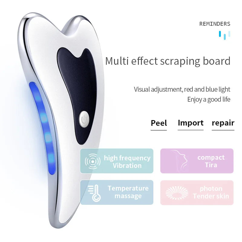 4 in 1 Electric Gua Sha Face Massager Heated Vibration Facial Scraping Tools Anti Wrinkles Double Chin Skin Face Lifting Device