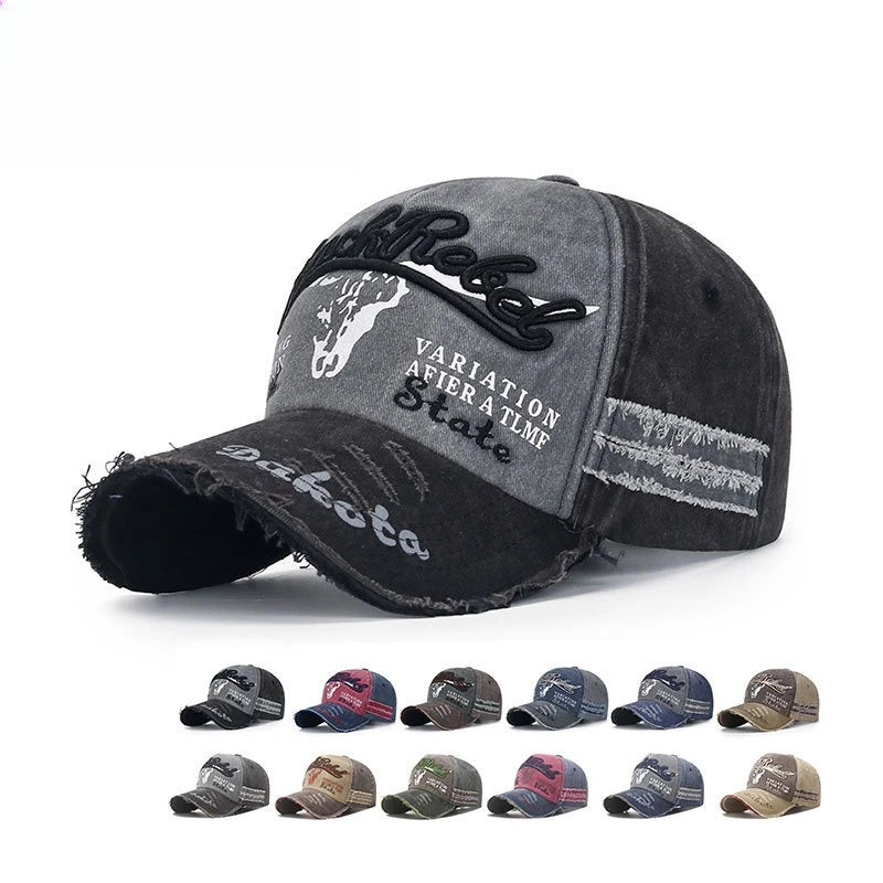 Four Seasons  Baseball Cap Casual Wash Embroidered Cap Curved Brim Bowler Sun Hat Vintage distressed