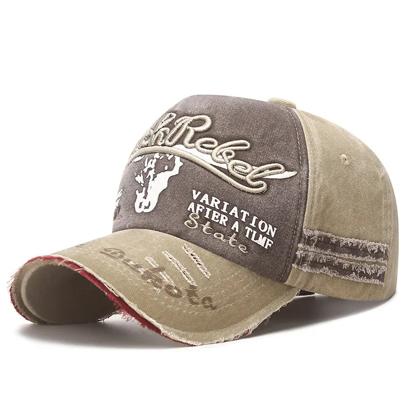 Four Seasons  Baseball Cap Casual Wash Embroidered Cap Curved Brim Bowler Sun Hat Vintage distressed