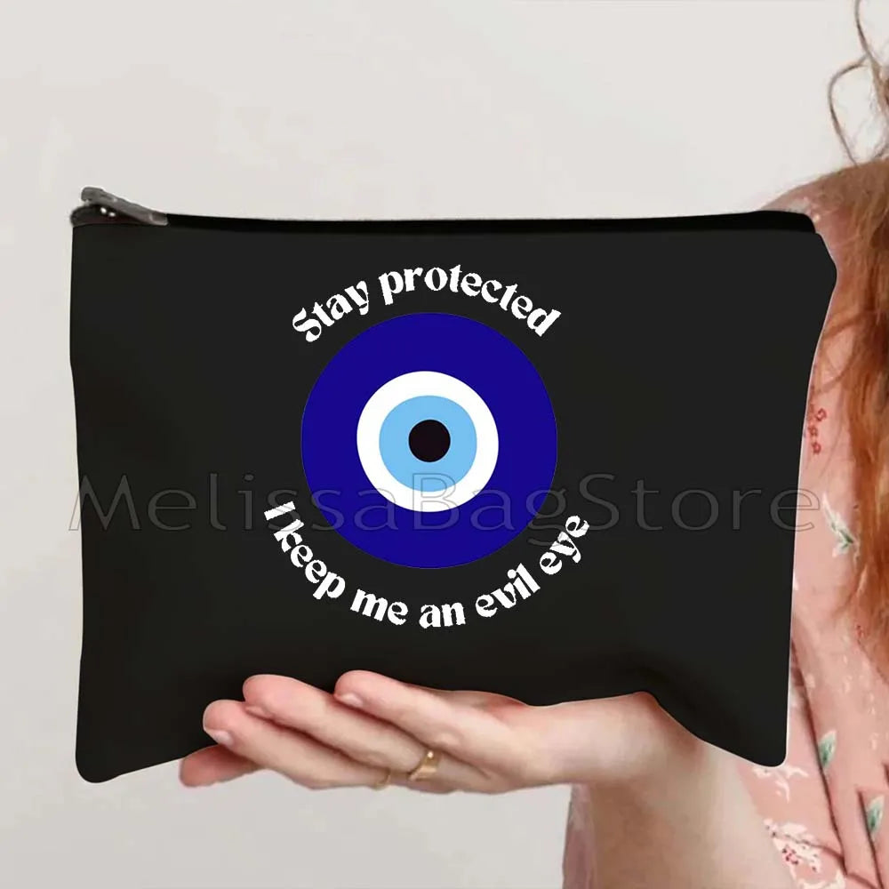 Nazar Good Luck CRETE GREECE Mati Blue Evil Eye Charm Amulet Love Heart Amulet Mandala Cosmetic Makeup Toilet Bags Case Pouch