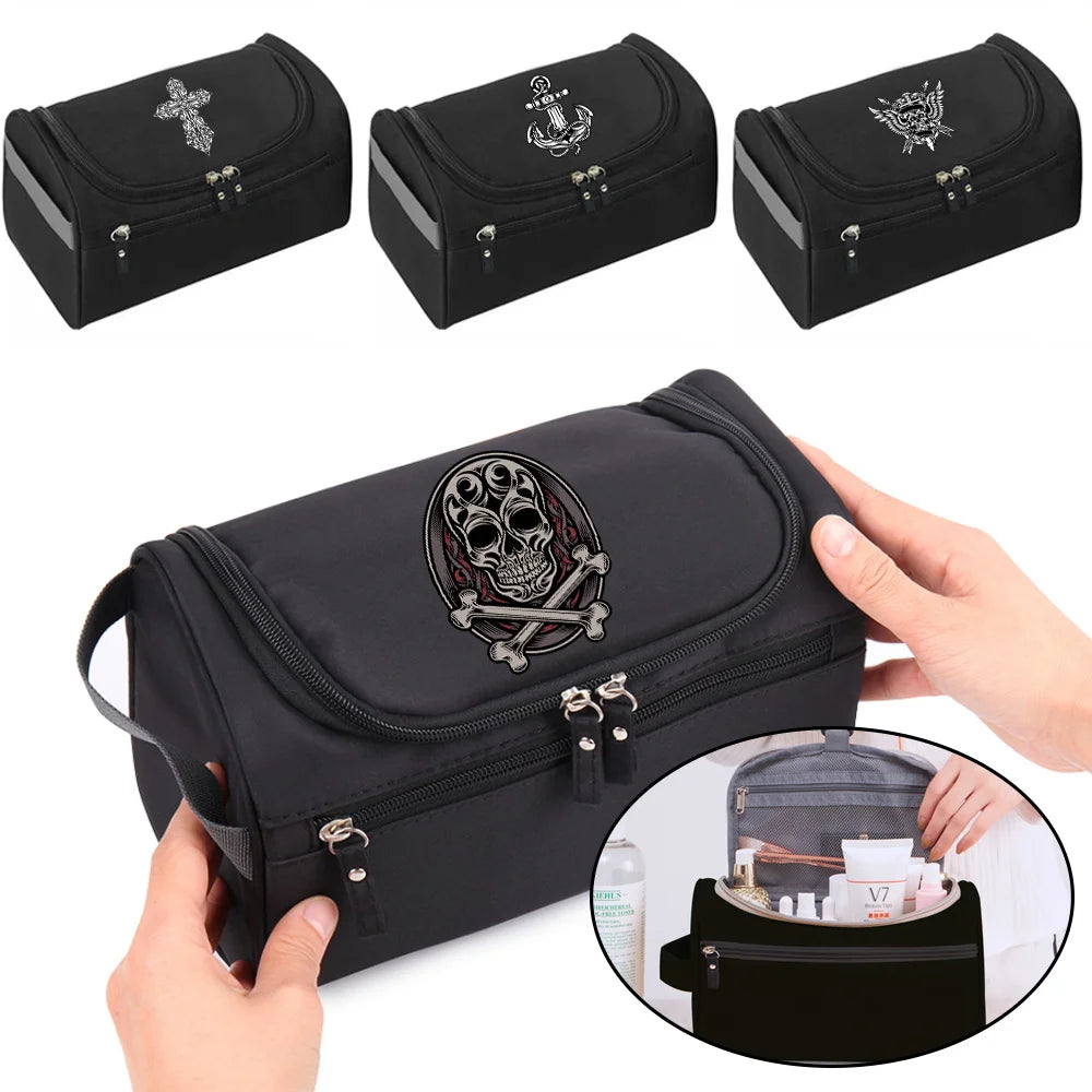 2023 MakeUp Wash Pouch Women's Travel Toiletries Bag Hook Up Cosmetic Bags Men Zipper Handbag Make Up Case Skull Print Organizer