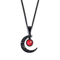 Women Gothic Black Moon Necklace Fashion Mystery Punk Witch Jewelry Accessorie Gift Vintage Hollow Colorful Stone Pendant Choker