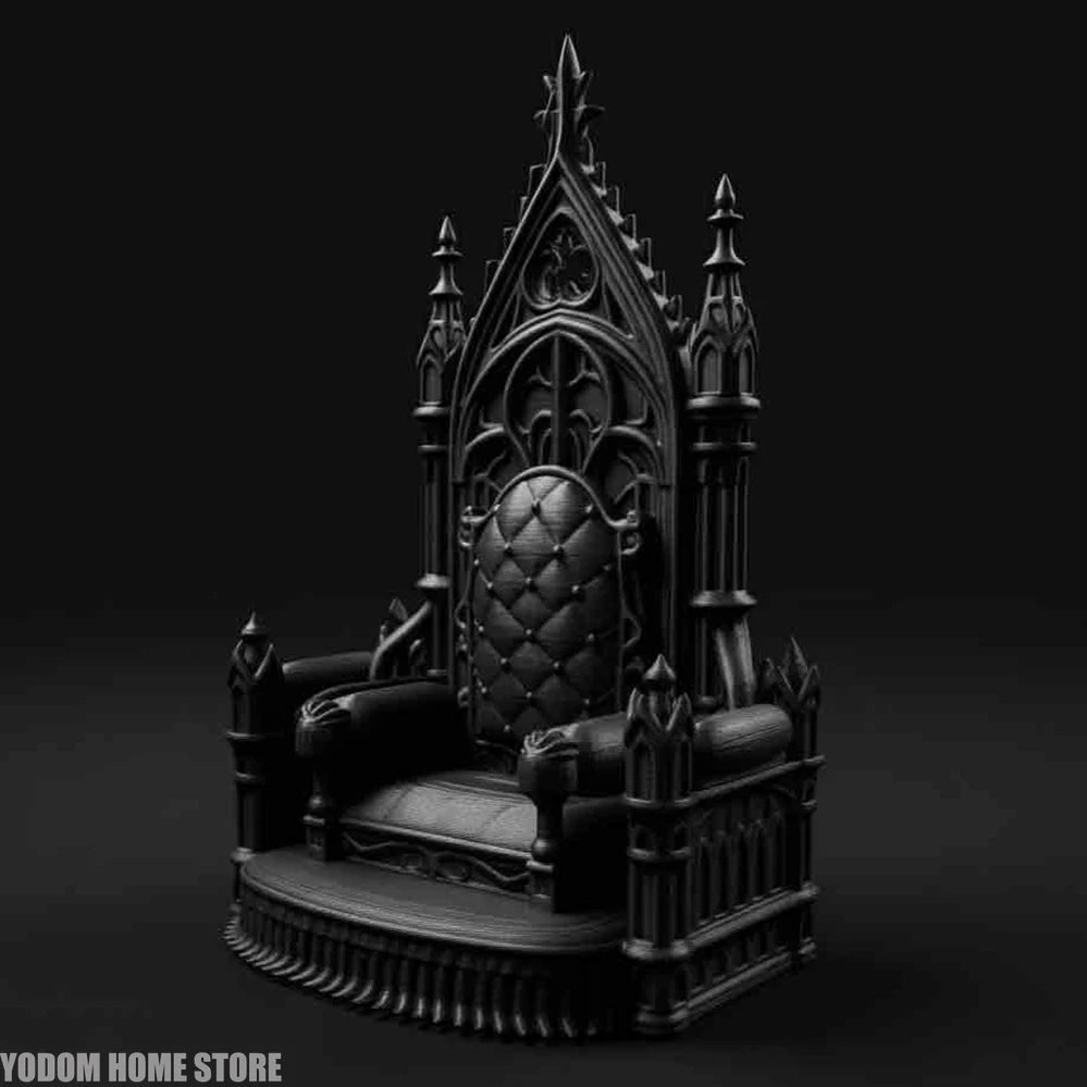 3d Printed Gothic Style Throne Exquisite Patterns Cool Look for 1/12 1/14 Doll Figure Home Decor Desk Decoration