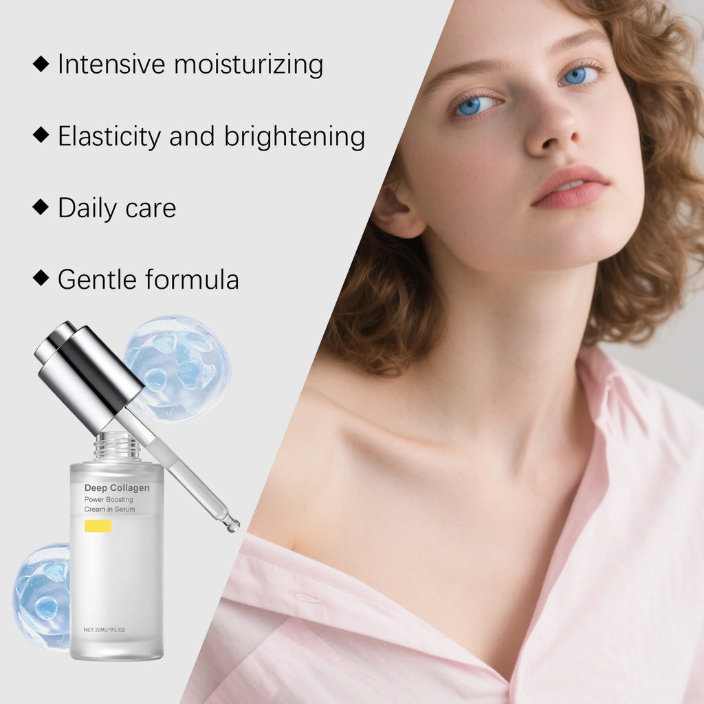 Deep Collagen Power Boosting Cream Serum Korean Glass Skin Care Moisturizing Hydrating Elasticity Repair Facial Ampoule 30ml