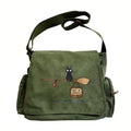 Casual Women's Men's Crossbody Bag Cat Print Canvas Shoulder Bag Large Capacity Laptop Messenger Bag