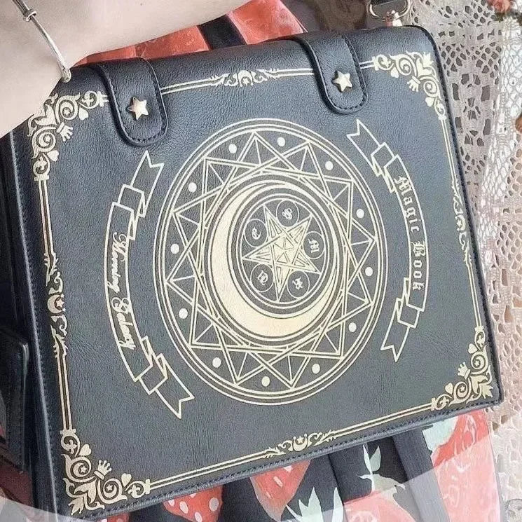 Lolita Y2K Star Moon Magic Book Shoulder Ita Bag Women's Girls Gothic Vintage Mini Backpacks Fashion Cute Crossbody Handbags