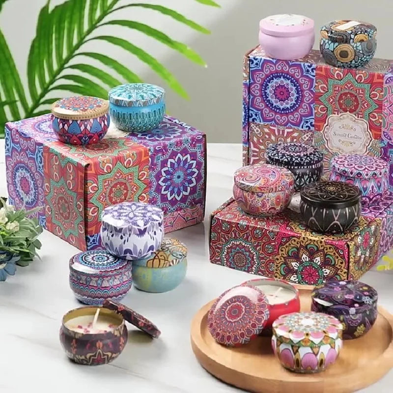 1/4PCS Vintage Scented Candles Soy Wax Candle Jars Flower Fragrance Scent Candle Wedding Ceremony Birthday Gifts Home Decoration