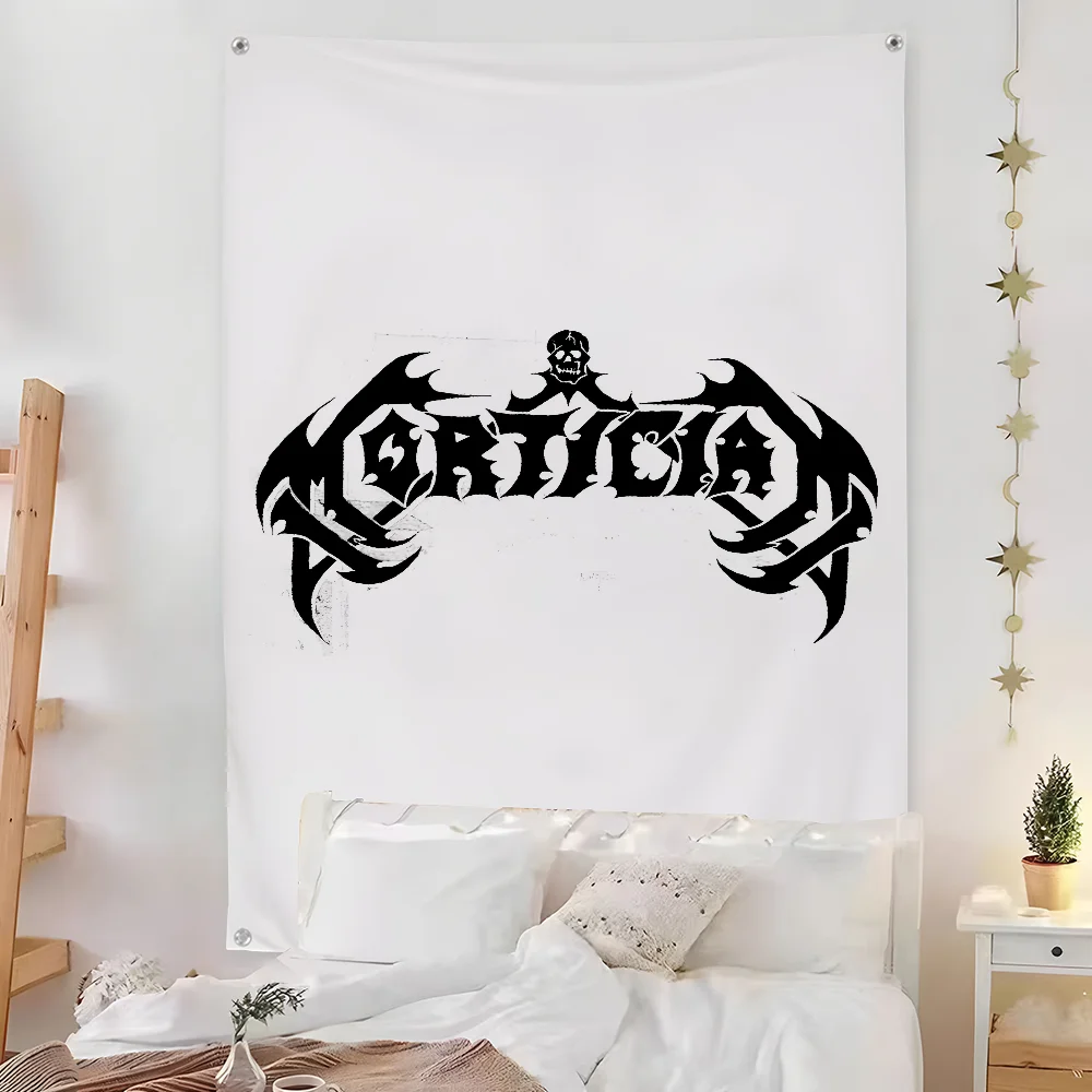 Black Metal Band Logo Wall Tapestry Heavy Rock Gothic Art Decor Bedroom Enhance spatial aesthetics without flagpole Quick Setup
