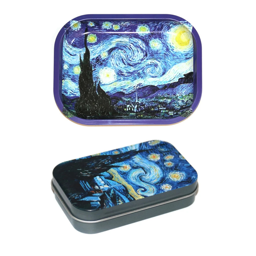 18*14cm Metal Rolling Storage Tray with  TinPlate Storage Box Tobacco Cigarettes Cases Holder Smoking Accessories