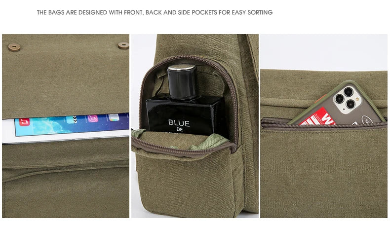 Vintage Women's Shoulder Bag Gothic Print Canvas Crossbody Bag Large Capacity Men's Messenger Bag