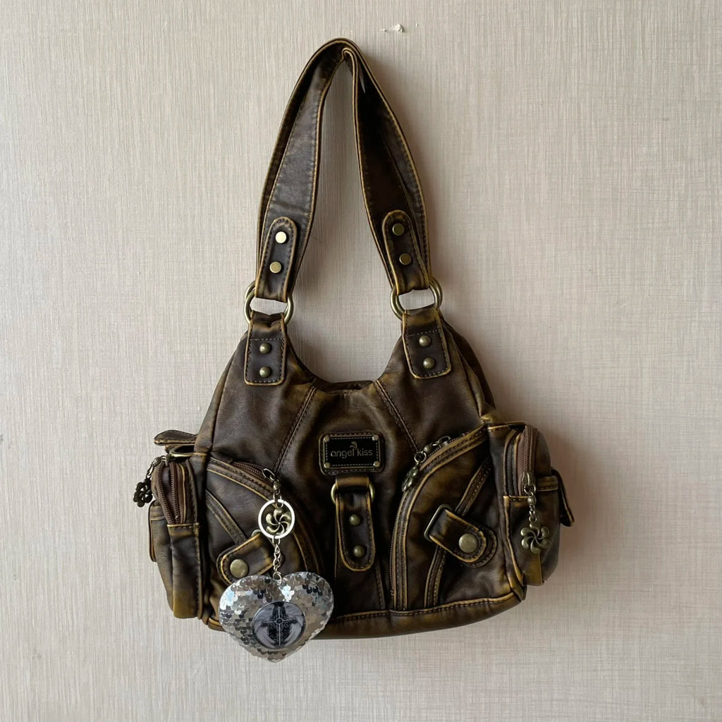 Angel Kiss Soft Tote Bag Women Handbags Small Top-handle Fashion Satchel Multi-Pockets Crossbody Shoulder Bag Hobos Phone Pack