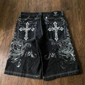 Y2K New American Fashion Pattern Letter Embroidery Baggy Denim Shorts Women Street Vintage Hip Hop Casual Shorts Women Clothing