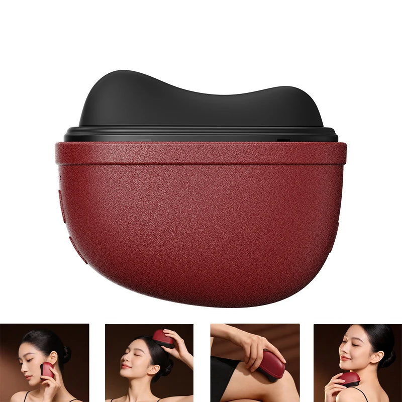Electric Gua Sha Massager with LED Light Bian Stone Scraping Massage Tool for Face Neck Back Skin Care Lift