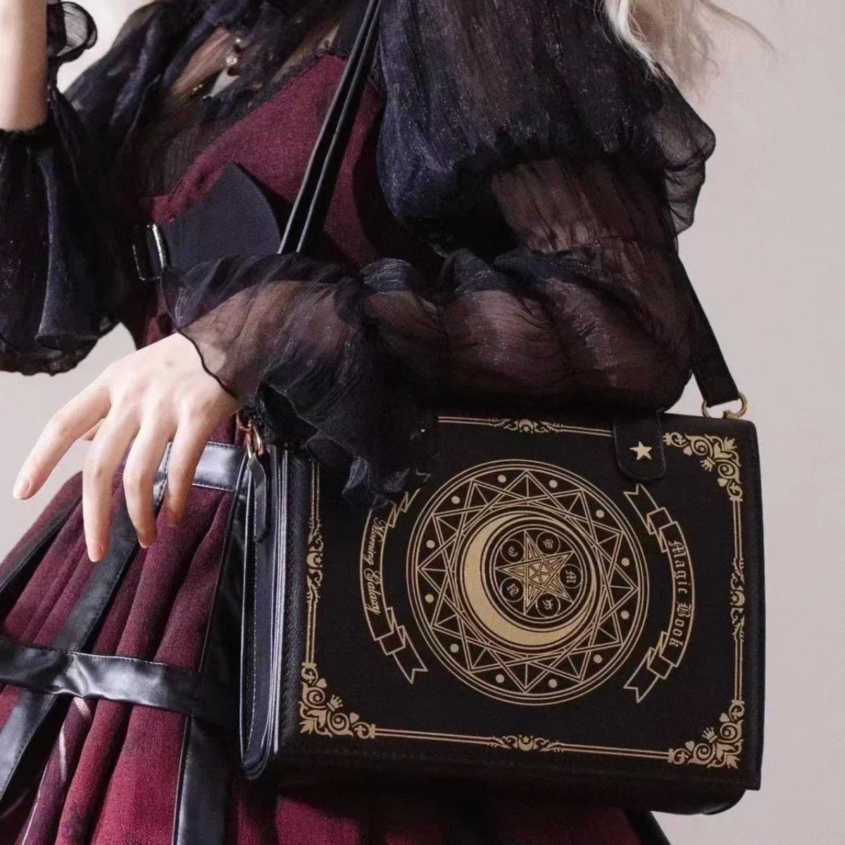 Lolita Y2K Star Moon Magic Book Shoulder Ita Bag Women's Girls Gothic Vintage Mini Backpacks Fashion Cute Crossbody Handbags