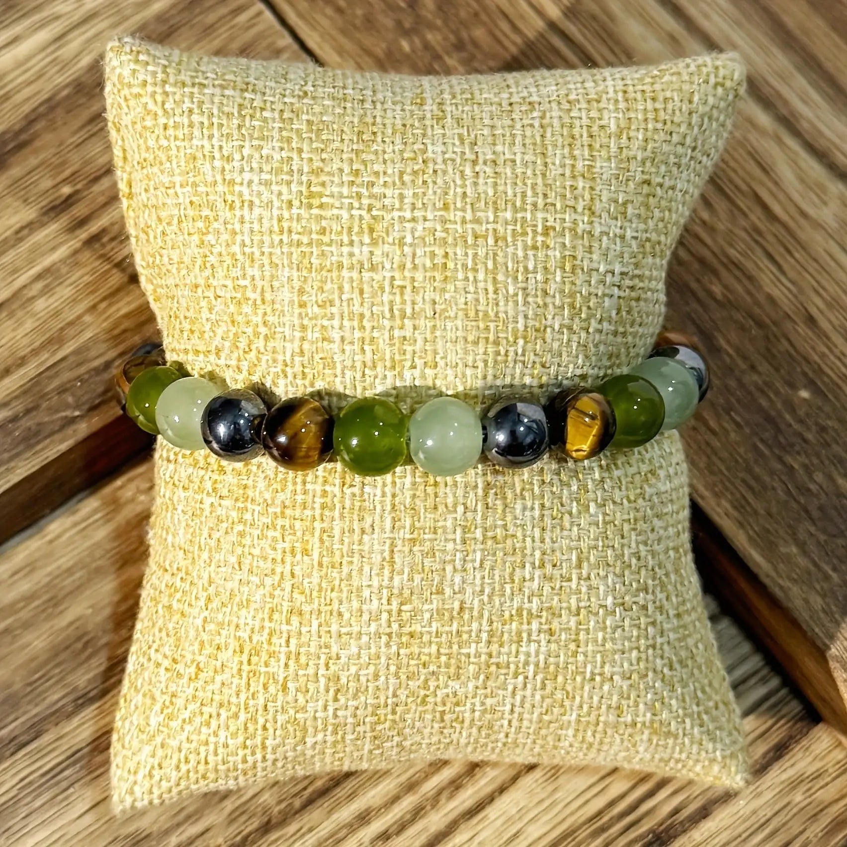 1PC Money & Prosperity Crystal Beaded Bracelet Green Tiger Eye Stone Bangle Lucky Wealth Charm Daily Gift Jewelry ﻿