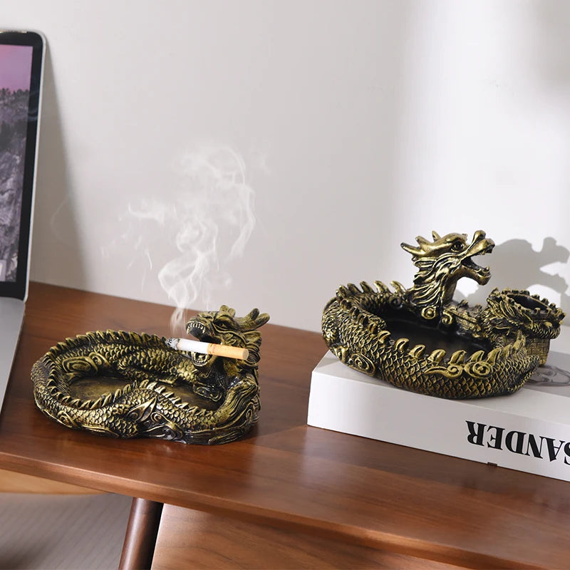 Creative Panlong Ashtray Series Decoration Living Room Office Desktop Decoration Retro Home Multi Functional Gift for Boyfriend