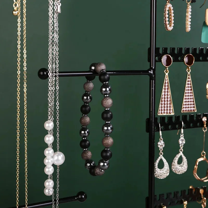 5-in-1 Detachable Jewelry Stand - Wooden Display Organizer for Earrings, Necklaces, Rings, Bracelets & Watches