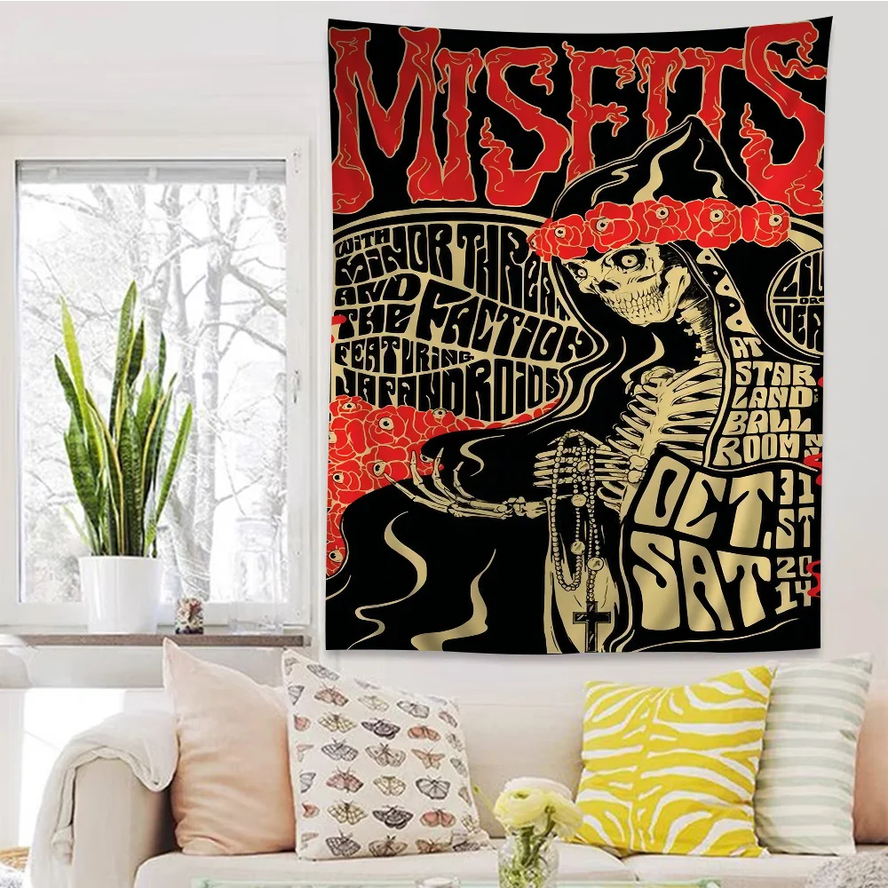 Misfits Hot Poster Horror Punk Rock Music Printed Large Wall Tapestry Hanging Tarot Hippie Wall Rugs Dorm Art Home Decor
