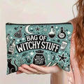 Mystical Witchy Makeup Bag Bohemian Mushroom Zipper Cosmetic Pouch Witch-Themed Printt Moon & StarsTravel Bag Halloween Gift