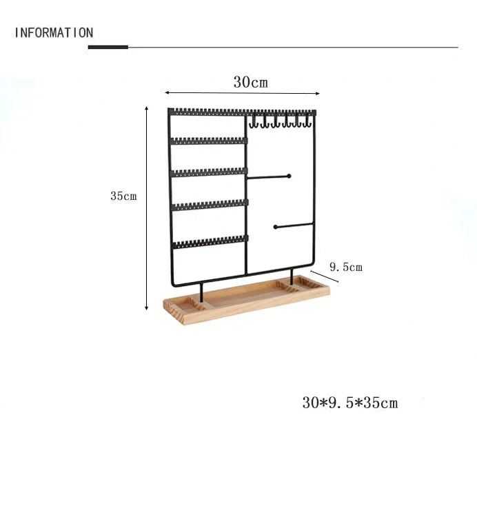5-in-1 Detachable Jewelry Stand - Wooden Display Organizer for Earrings, Necklaces, Rings, Bracelets & Watches