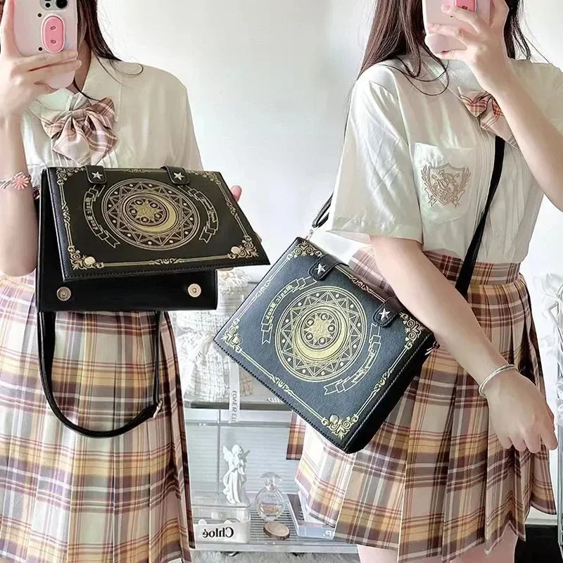 Lolita Y2K Star Moon Magic Book Shoulder Ita Bag Women's Girls Gothic Vintage Mini Backpacks Fashion Cute Crossbody Handbags