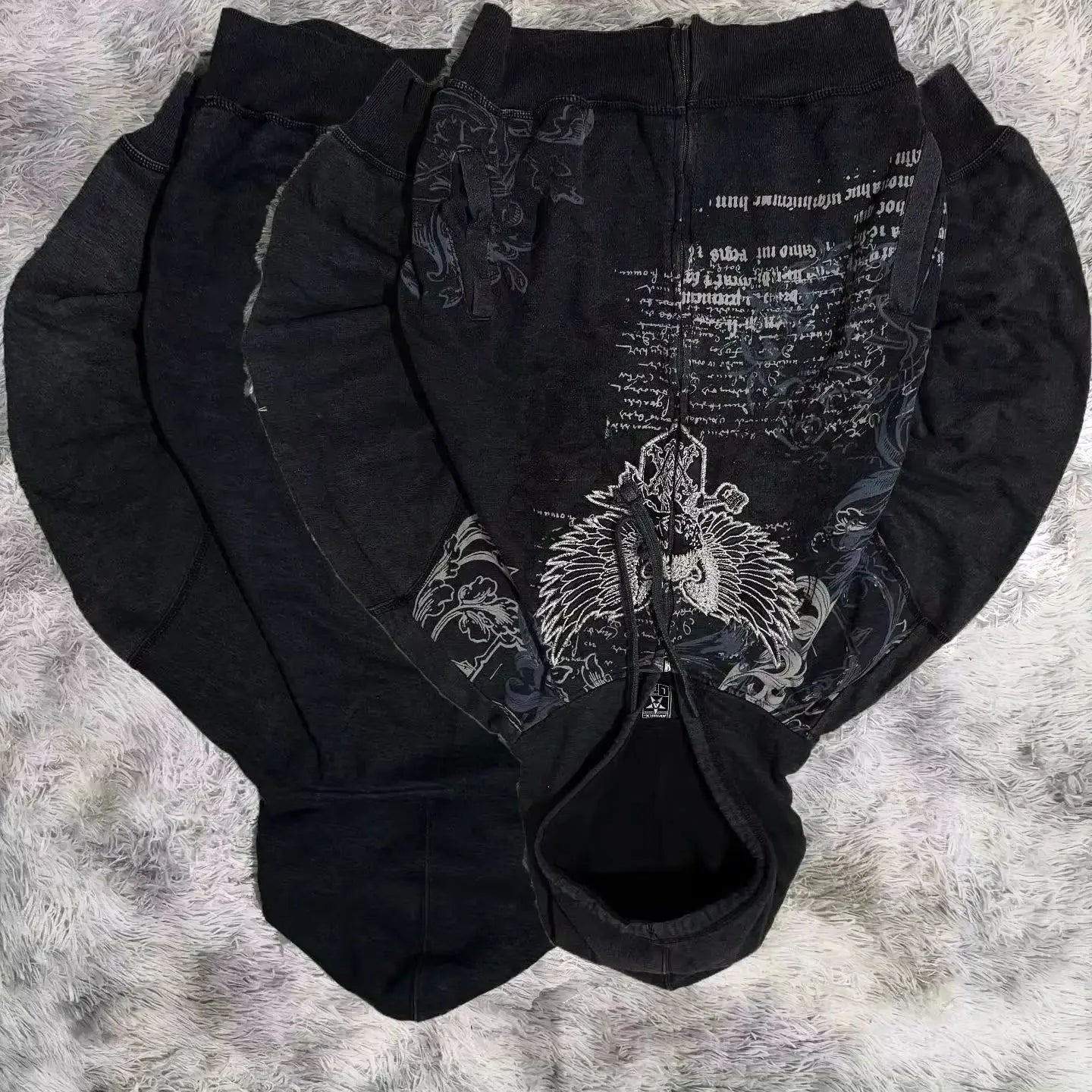 Gothic New Fashion Oversized Pattern Printed Zipper Sweater Men Y2K Vintage Hip Hop Popular Casual Joker Couple Sports Hoodies