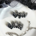 10 pieces of handmade coffin shaped nails, beautiful fake nails, dark gothic nail art, cool metal decoration, suitable for women