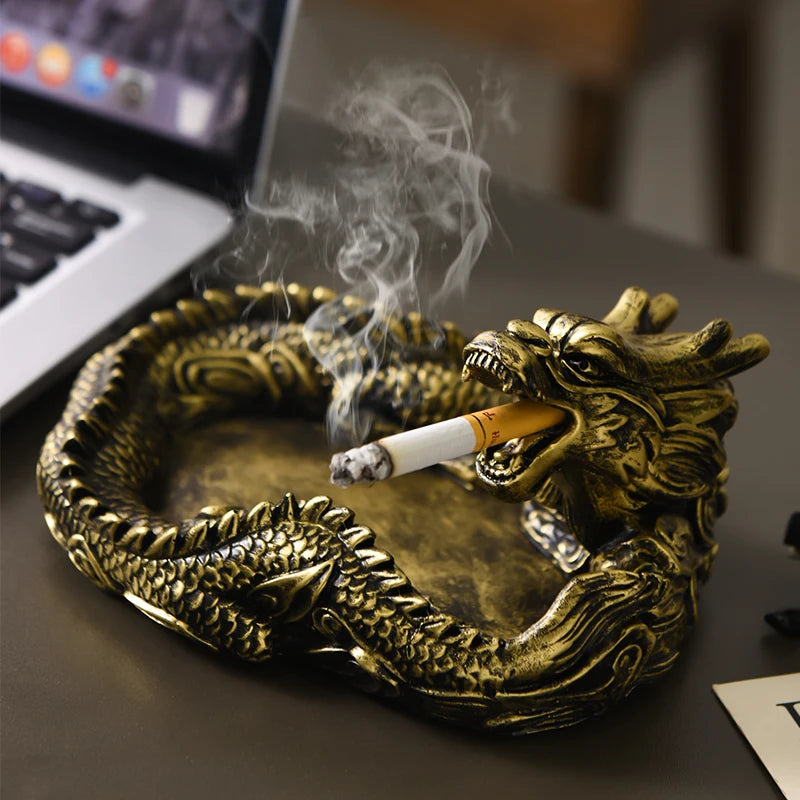 Creative Panlong Ashtray Series Decoration Living Room Office Desktop Decoration Retro Home Multi Functional Gift for Boyfriend