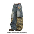 ZHIZOU Women Blue Gothic Baggy Y2k Jeans American Camouflage Ripped Jean Pants Vintage Harajuku Denim Trousers Clothes Spring