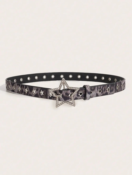 1pc Women's Y2K Star Studded Metal Hollow Star Belt, Suitable for Casual Daily Wear