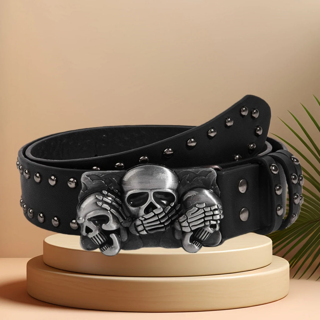 Women Brand Punk Goth Rivet Jeans Belt Men Paw Skull Buckle Waistband Y2K Fashion Decorative Waistband Daily Casual Waist Straps