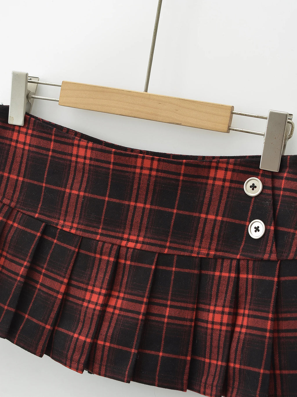 Summer Mini Skirts For Woman Vintage Korean Fashion Red Plaid Skirt Women Y2k Clothes Skirts Buttons Pleated Skirts Preppy Style