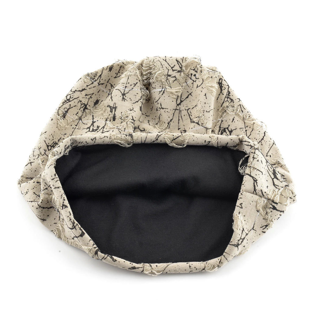 Distressed marble print Beanie Men Unisex Vintage Streetwear Hip Hop Hat Women's Spring Fall Knit Cap For Casual Sport