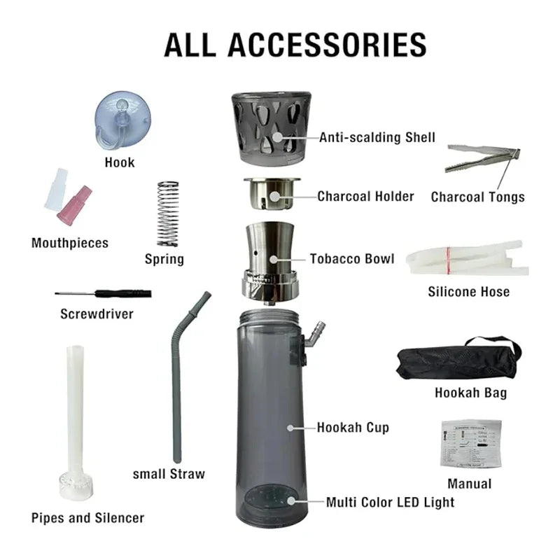 LED Arabic Cup Portable Shisha Hookah Fashionable Removable  Holder Handheld Car Hookah Household  In The Car