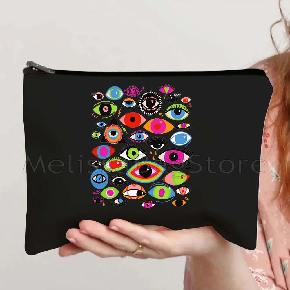 Nazar Good Luck CRETE GREECE Mati Blue Evil Eye Charm Amulet Love Heart Amulet Mandala Cosmetic Makeup Toilet Bags Case Pouch