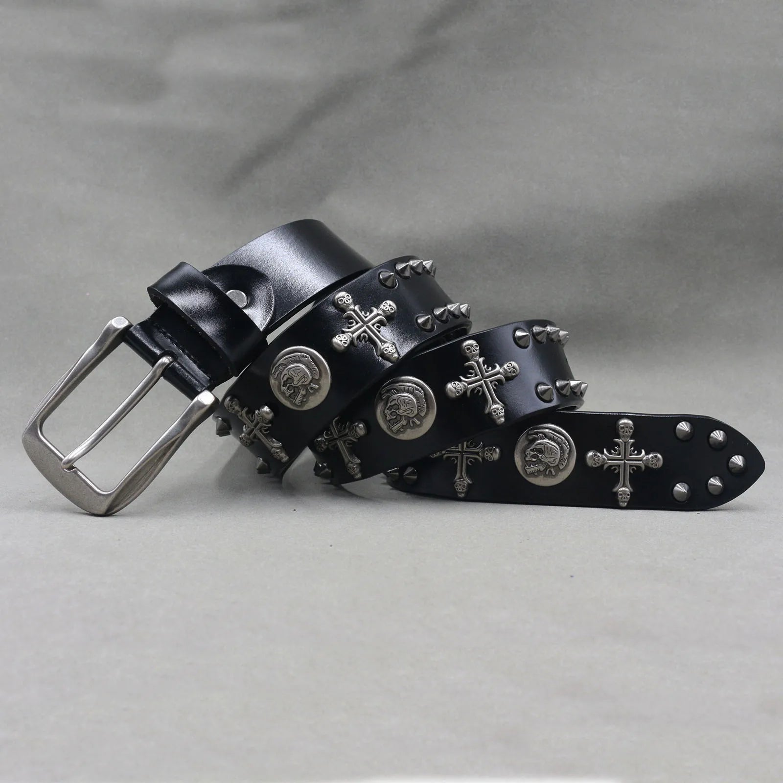 Metal Rivet Belt Luxury Designers Men Rivet Punk Belt Cow Genuine Leather Cintos Masculinos Male Women Rock Hip Hop Strap Waist