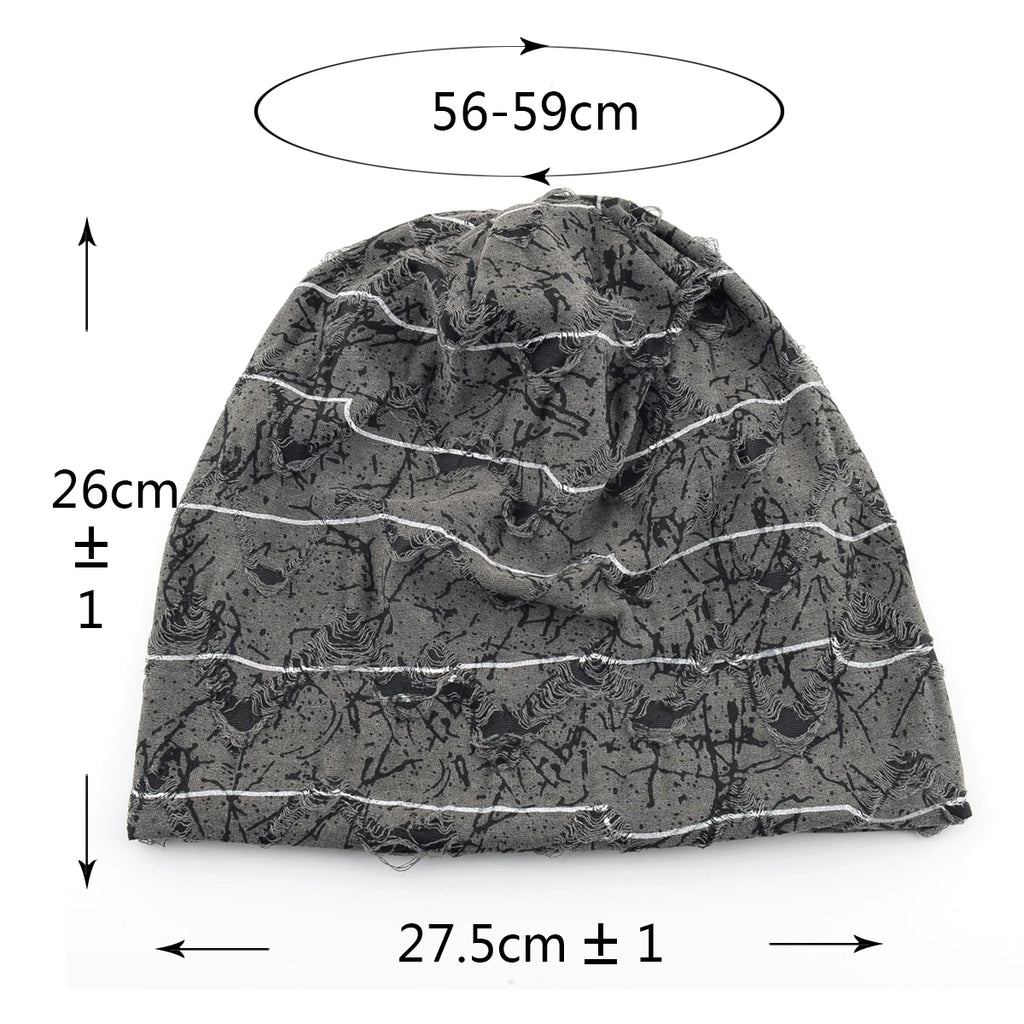Distressed marble print Beanie Men Unisex Vintage Streetwear Hip Hop Hat Women's Spring Fall Knit Cap For Casual Sport