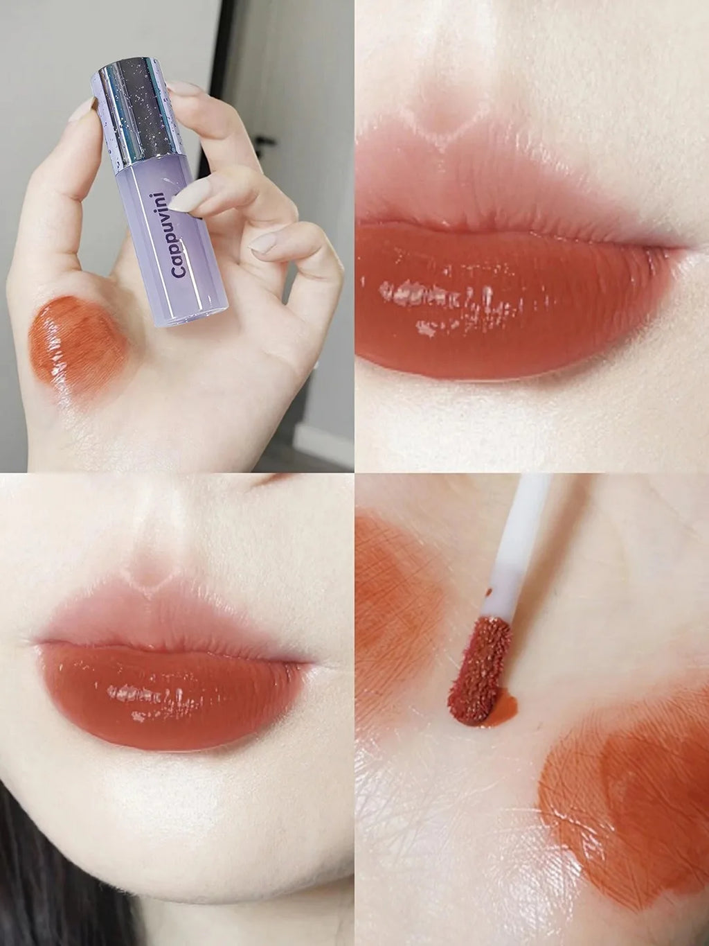 Water Light Lip Gloss Purple Mulberry Mirror Glass Lip Glaze Moisturizing Plump Lip Non Stick Cup Waterproof Long Lasting Makeup