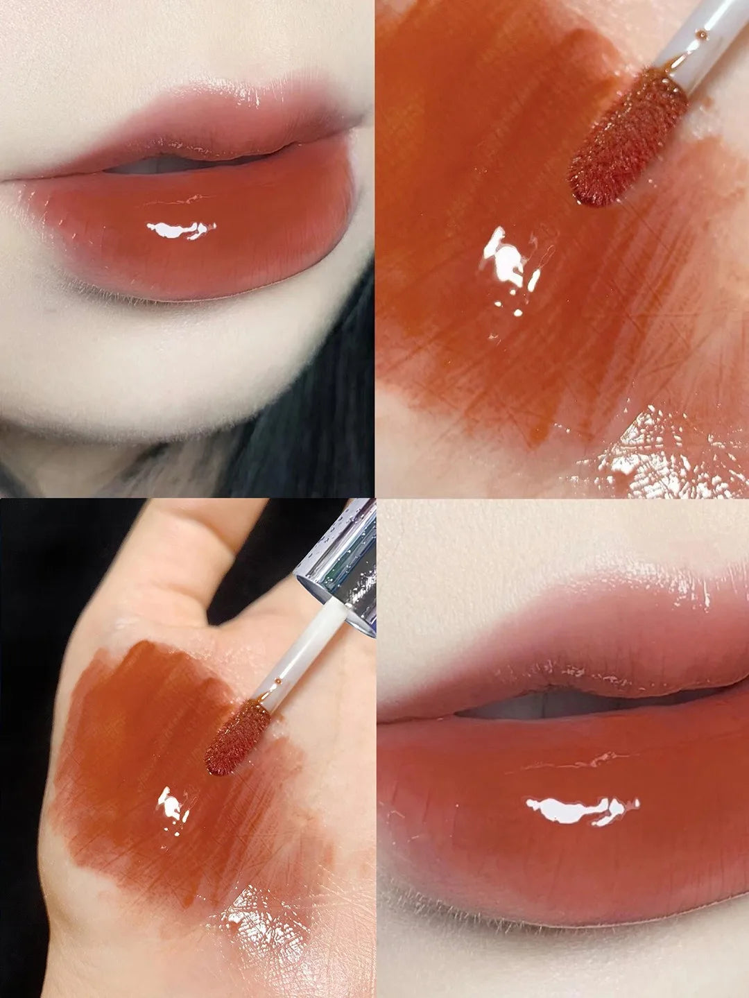 Water Light Lip Gloss Purple Mulberry Mirror Glass Lip Glaze Moisturizing Plump Lip Non Stick Cup Waterproof Long Lasting Makeup