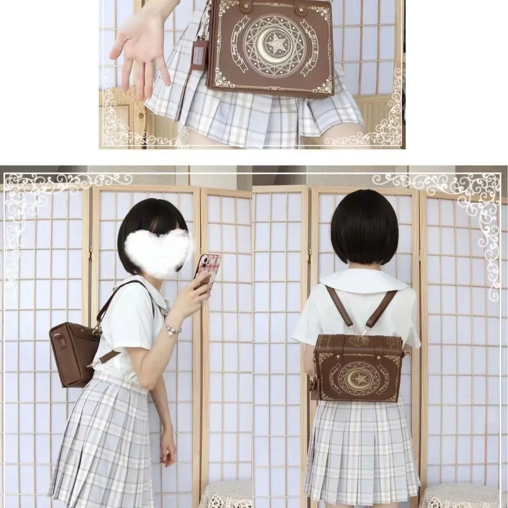 Lolita Y2K Star Moon Magic Book Shoulder Ita Bag Women's Girls Gothic Vintage Mini Backpacks Fashion Cute Crossbody Handbags