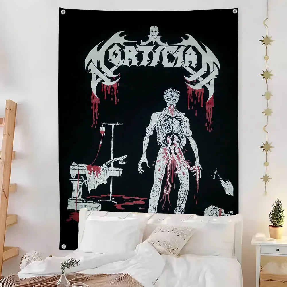 Black Metal Band Logo Wall Tapestry Heavy Rock Gothic Art Decor Bedroom Enhance spatial aesthetics without flagpole Quick Setup