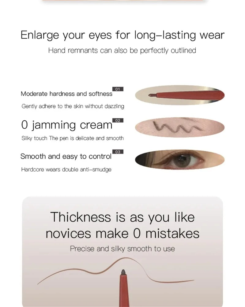 12 Colors Eyeliner Pencil Smooth Wine Red Soft High Pigment Eye Liner Pen Waterproof Matte Aegyosal Lying Silkworm Eyes Makeup